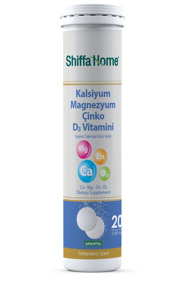 shiffa-home-kalsiyum-magnezyum-cinko-d3vitamini Kalsiyum Magnezyum Çinko D3 Vitamini - 20 Efervesan Tablet - Görüntü 1